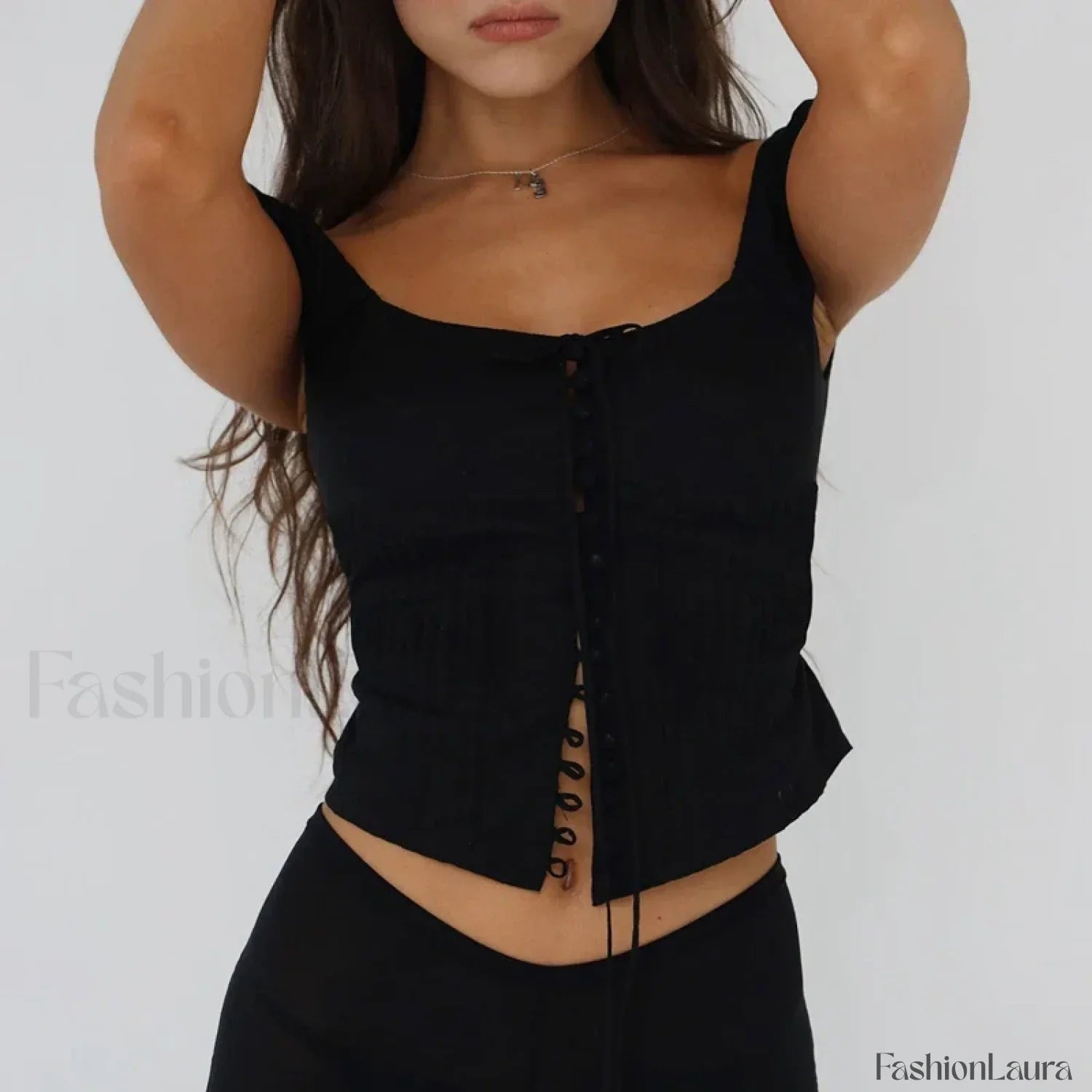 Vintage Button-Up Milkmaid Crop Top