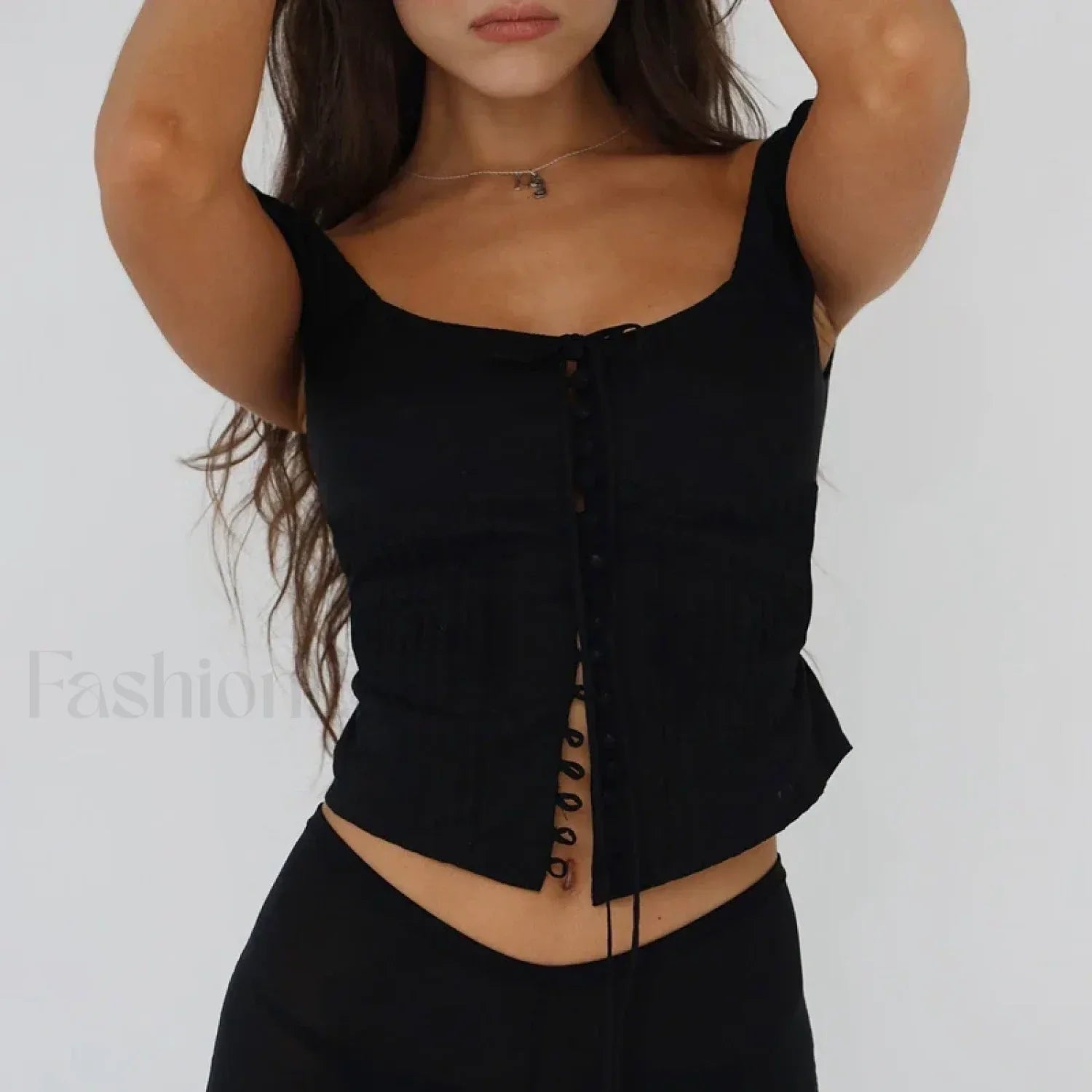 Vintage Button-Up Milkmaid Crop Top