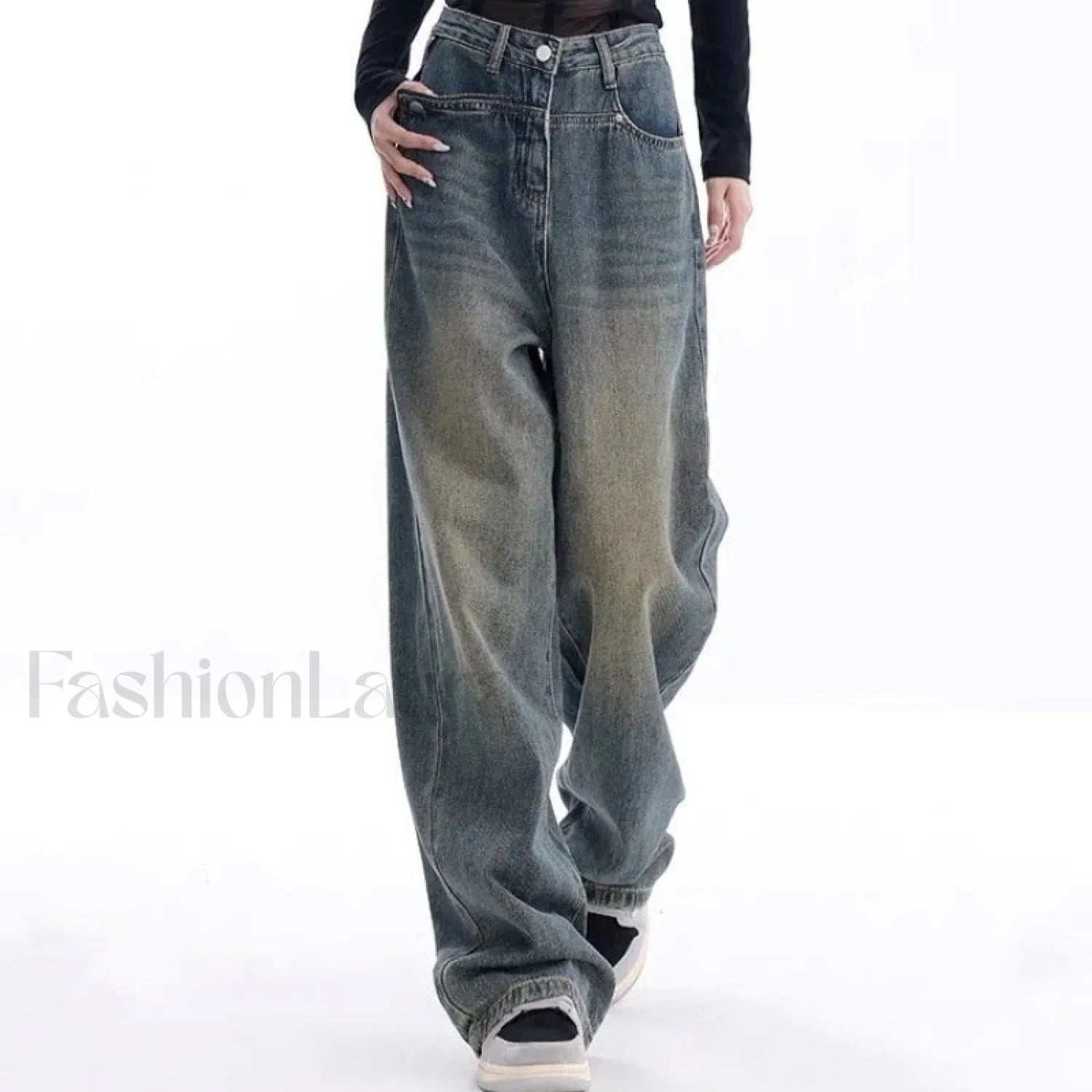 Vintage Dark Wash Trendy High Waist Boyfriend Jeans