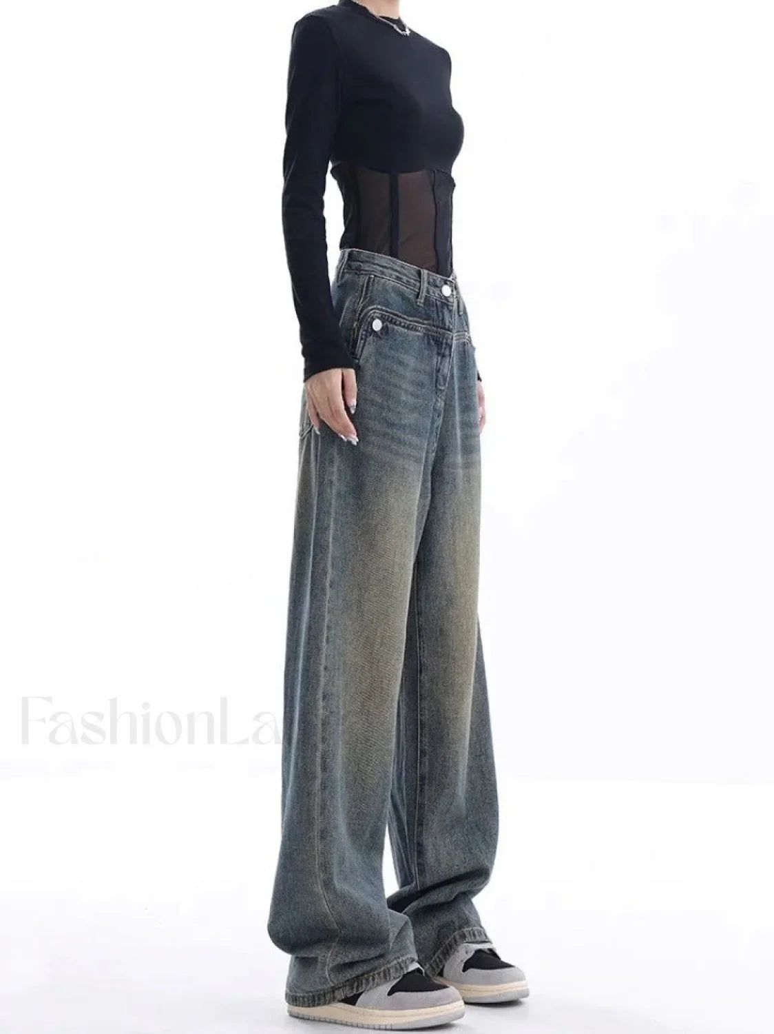 Vintage Dark Wash Trendy High Waist Boyfriend Jeans