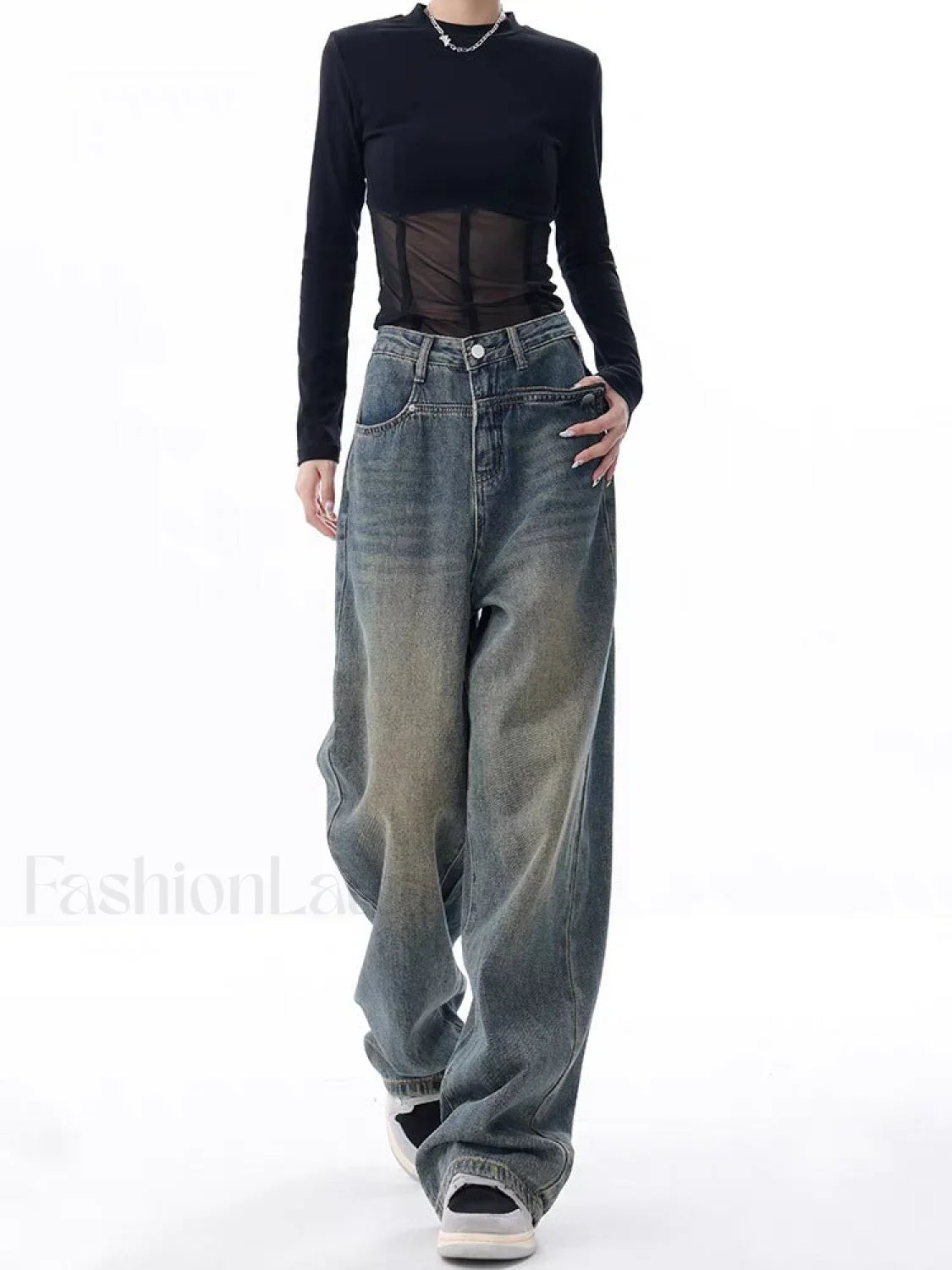Vintage Dark Wash Trendy High Waist Boyfriend Jeans