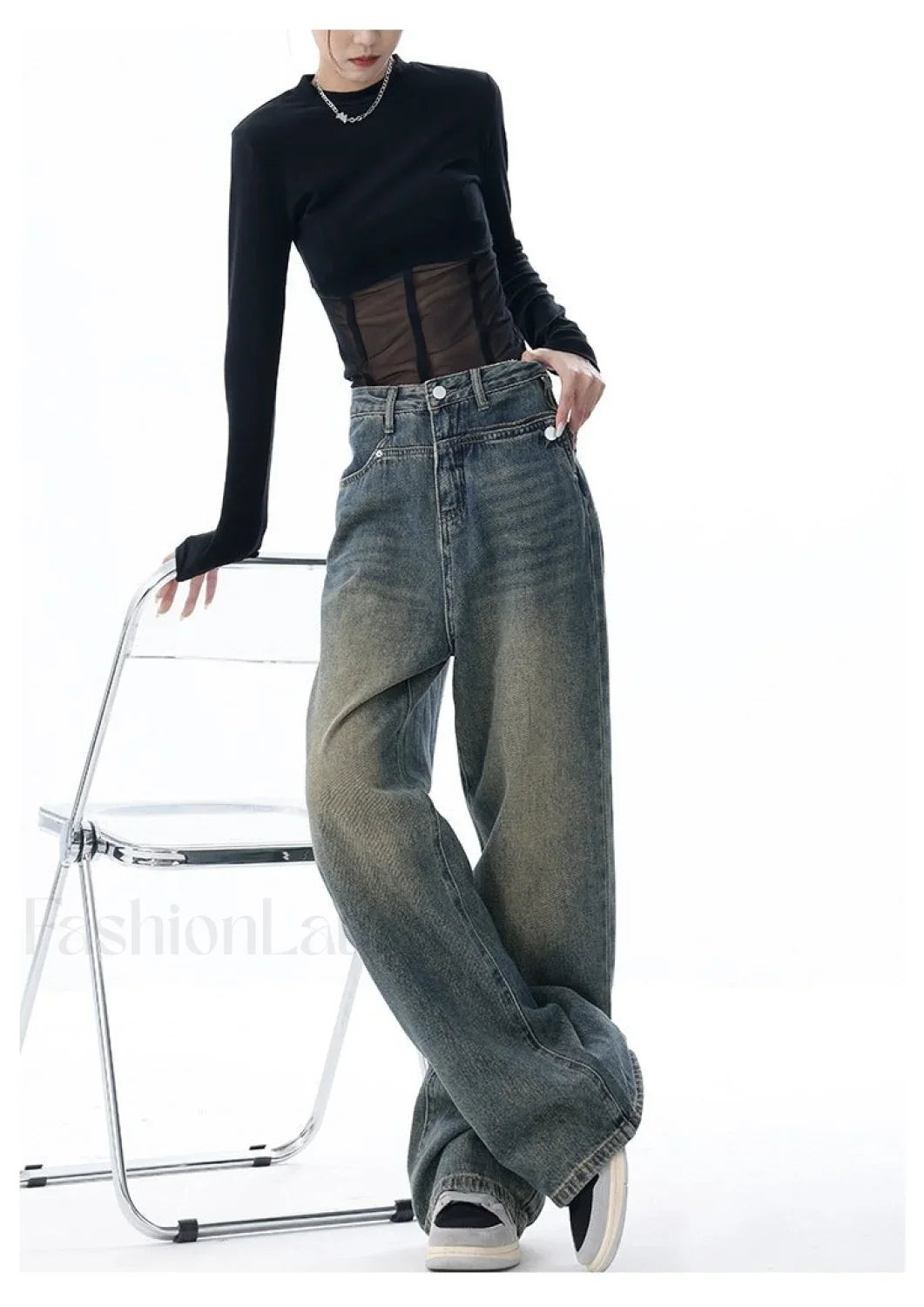 Vintage Dark Wash Trendy High Waist Boyfriend Jeans