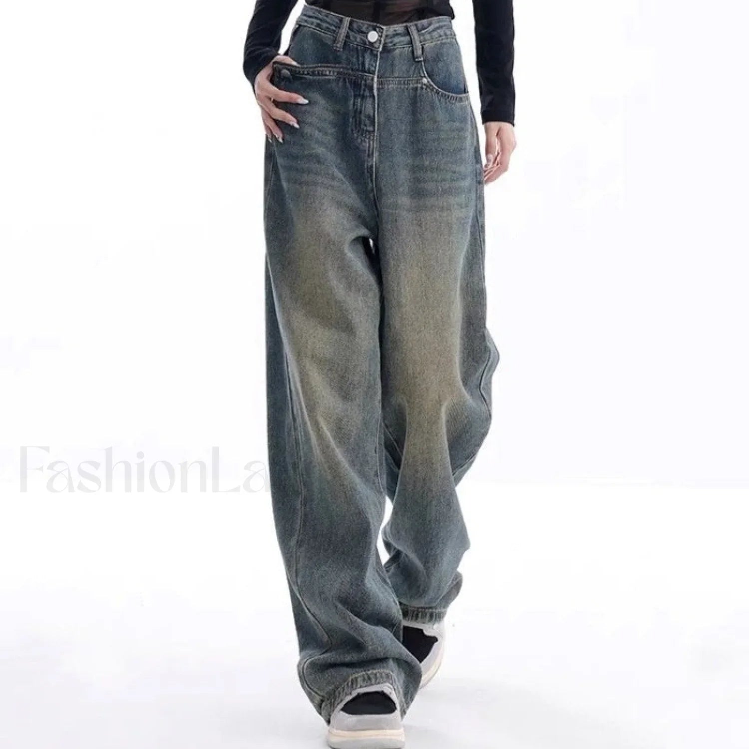 Vintage Dark Wash Trendy High Waist Boyfriend Jeans