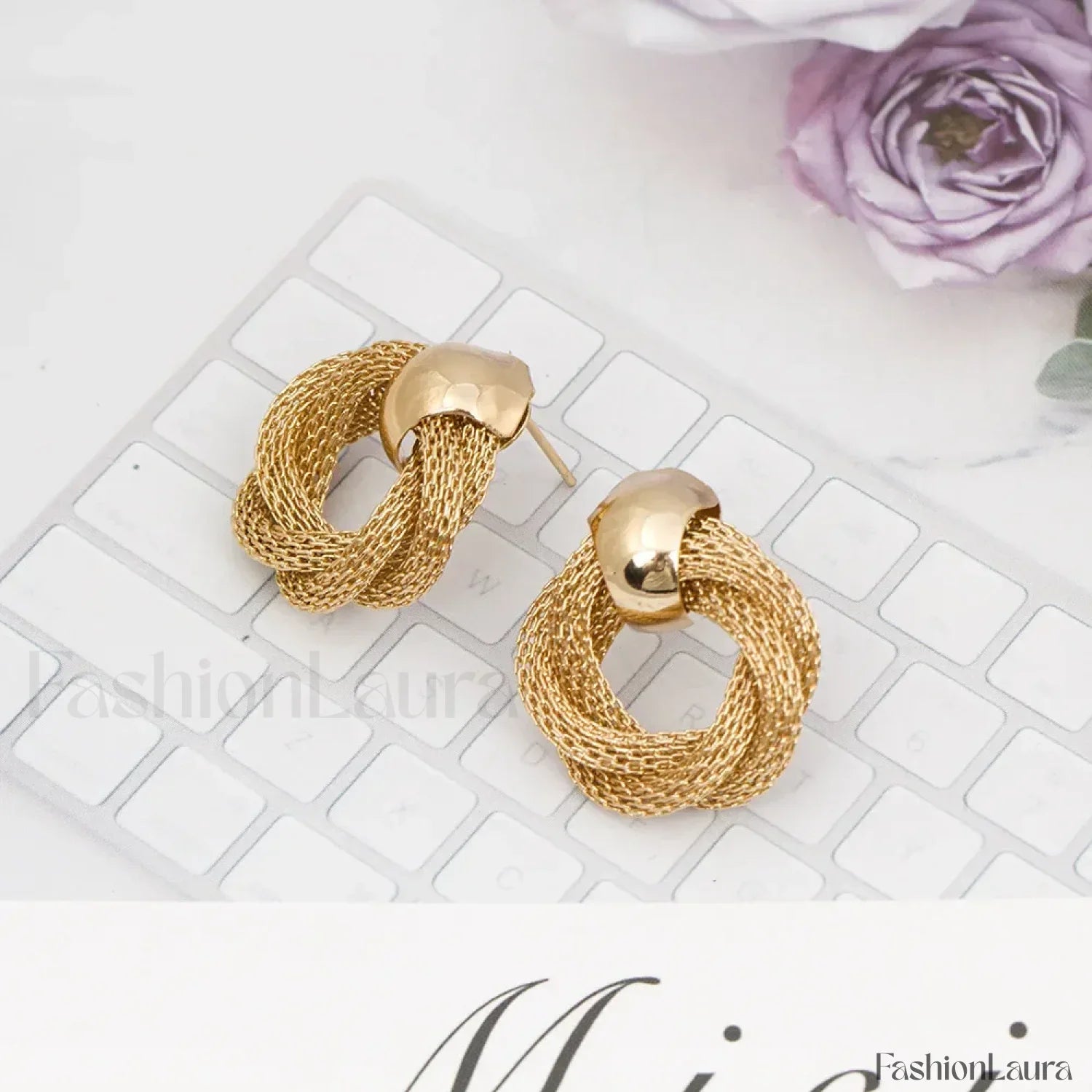Vintage Metallic Twisted Weaving Round Circle Dangle Earrings Wedding Earring