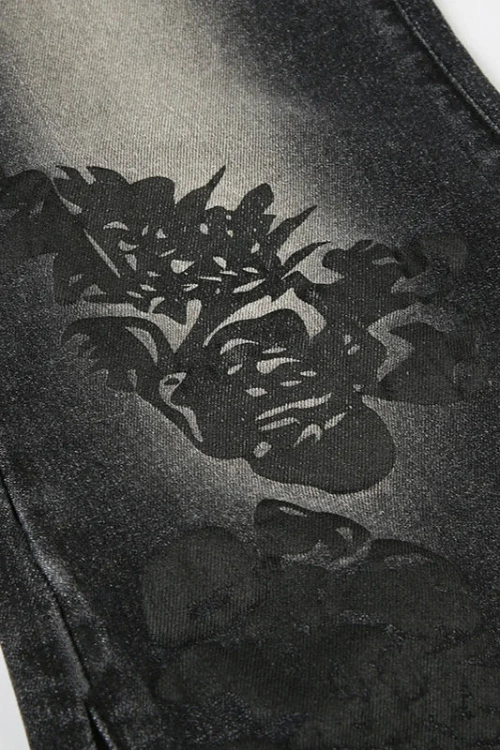 Vintage Plant Print Flared Jeans