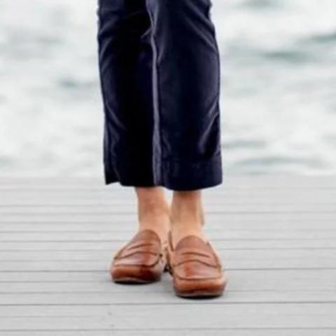 Vintage Slip On Loafers Low Heel Pu Leather Loafers