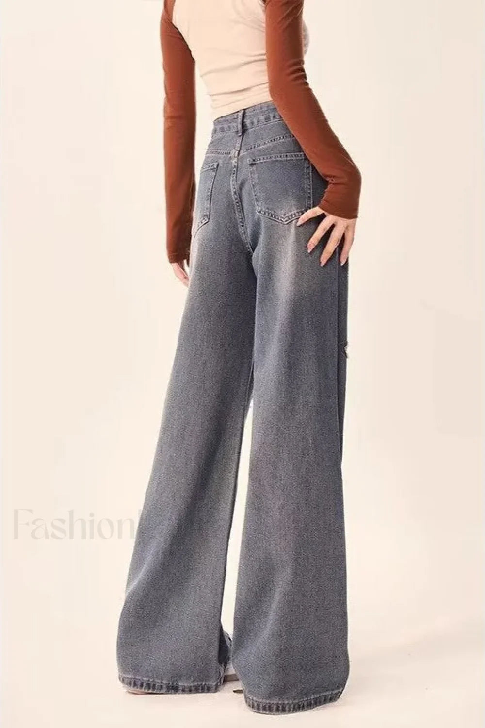 Vintage Star Print Wide Leg Jeans