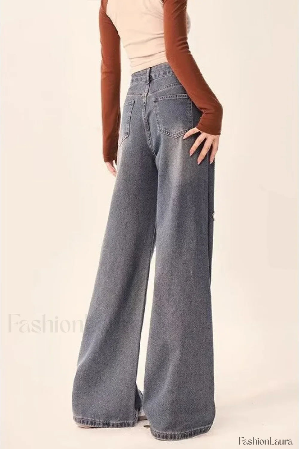 Vintage Star Print Wide Leg Jeans