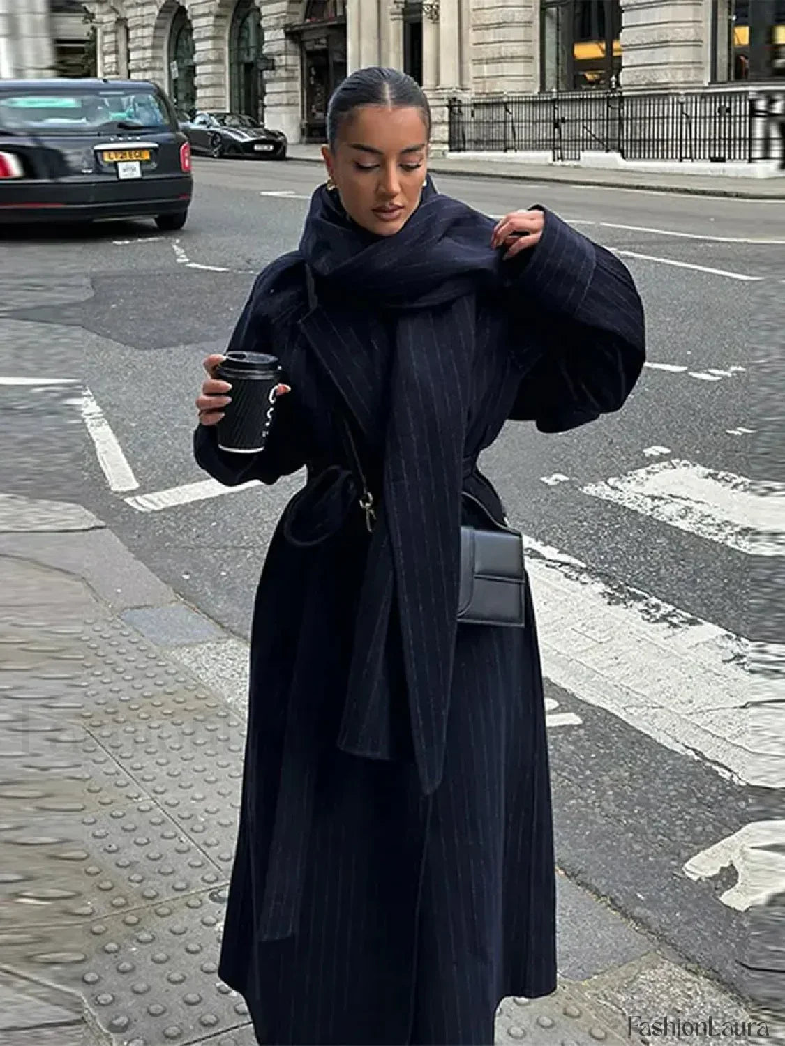 Vintage Striped Long Trench Coats Women Casual Loose Single Button Overcoats