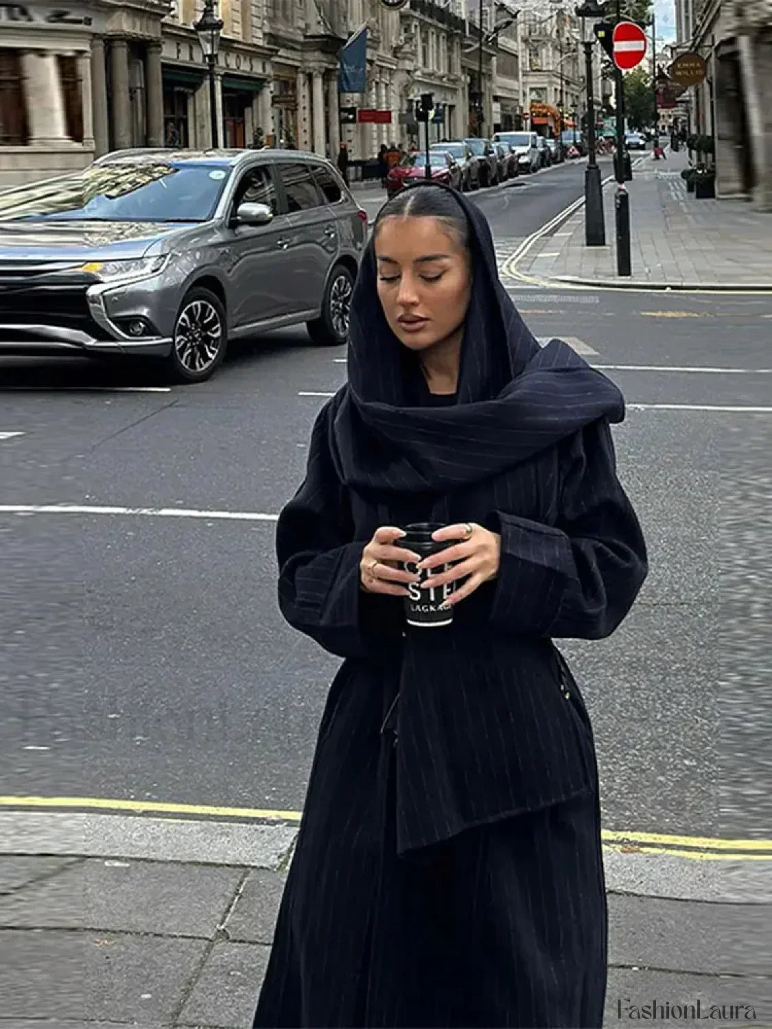 Vintage Striped Long Trench Coats Women Casual Loose Single Button Overcoats