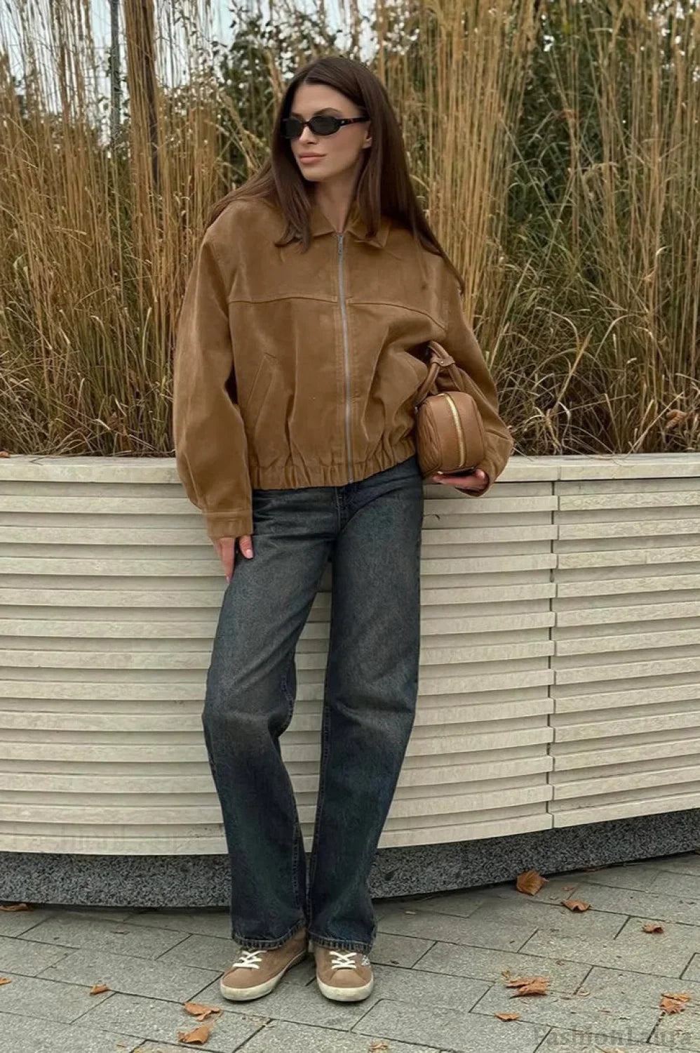 Vintage Suede Zip Front Relaxed Jacket