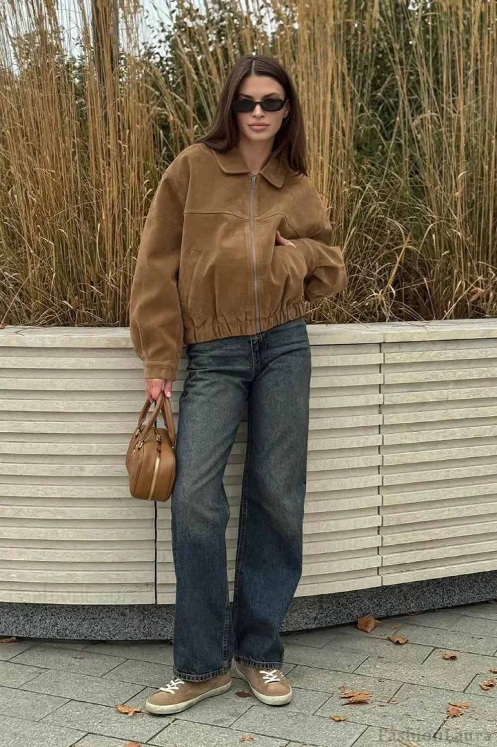 Vintage Suede Zip Front Relaxed Jacket