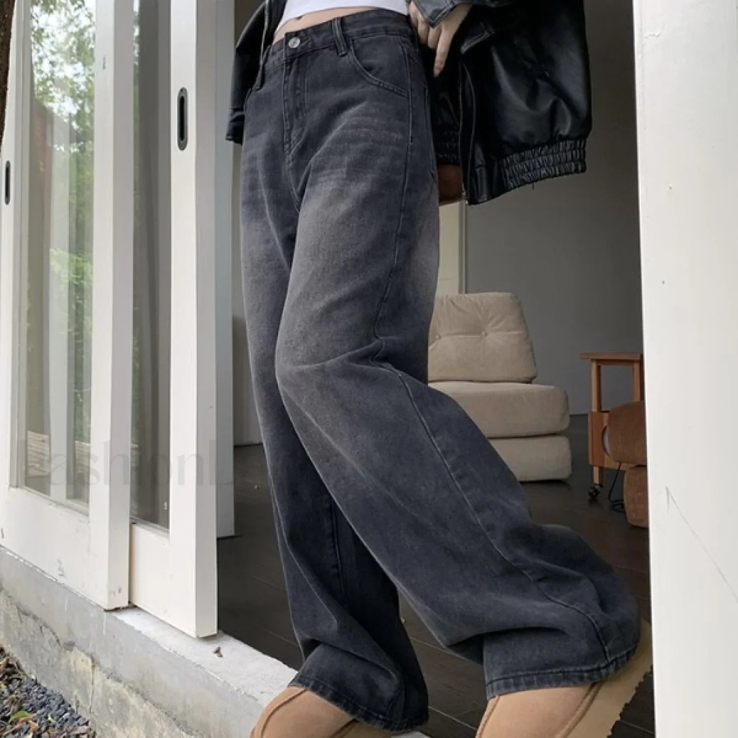 Vintage Wash Graceful Baggy Boyfriend Jeans