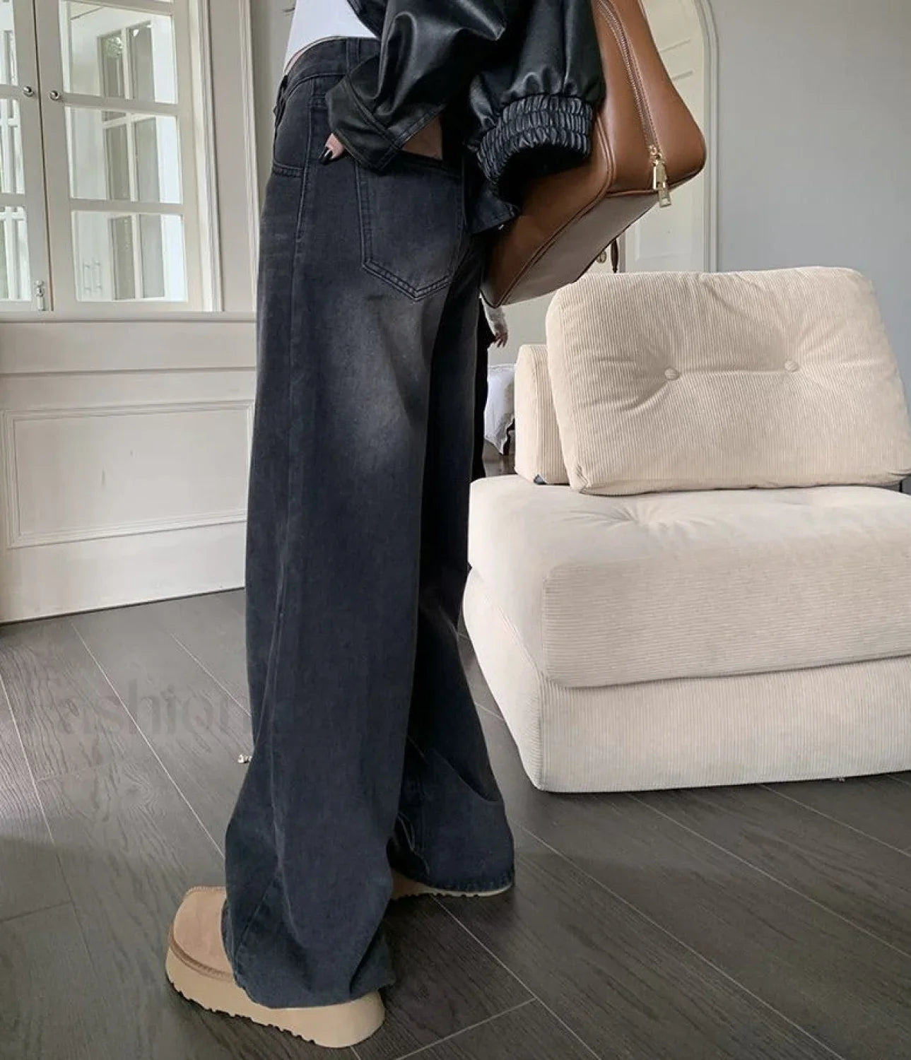 Vintage Wash Graceful Baggy Boyfriend Jeans