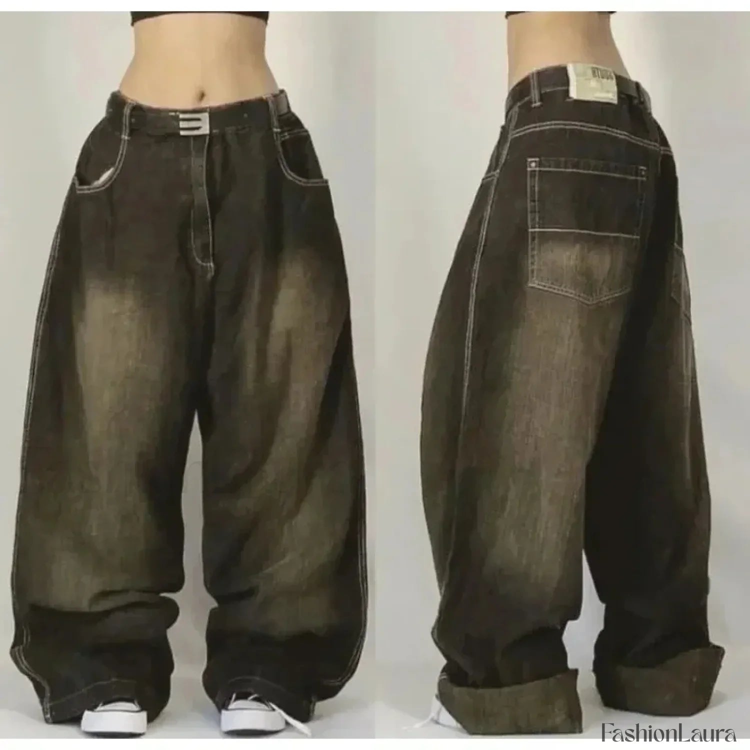 Vintage Washed Baggy Pants for Halloween Style