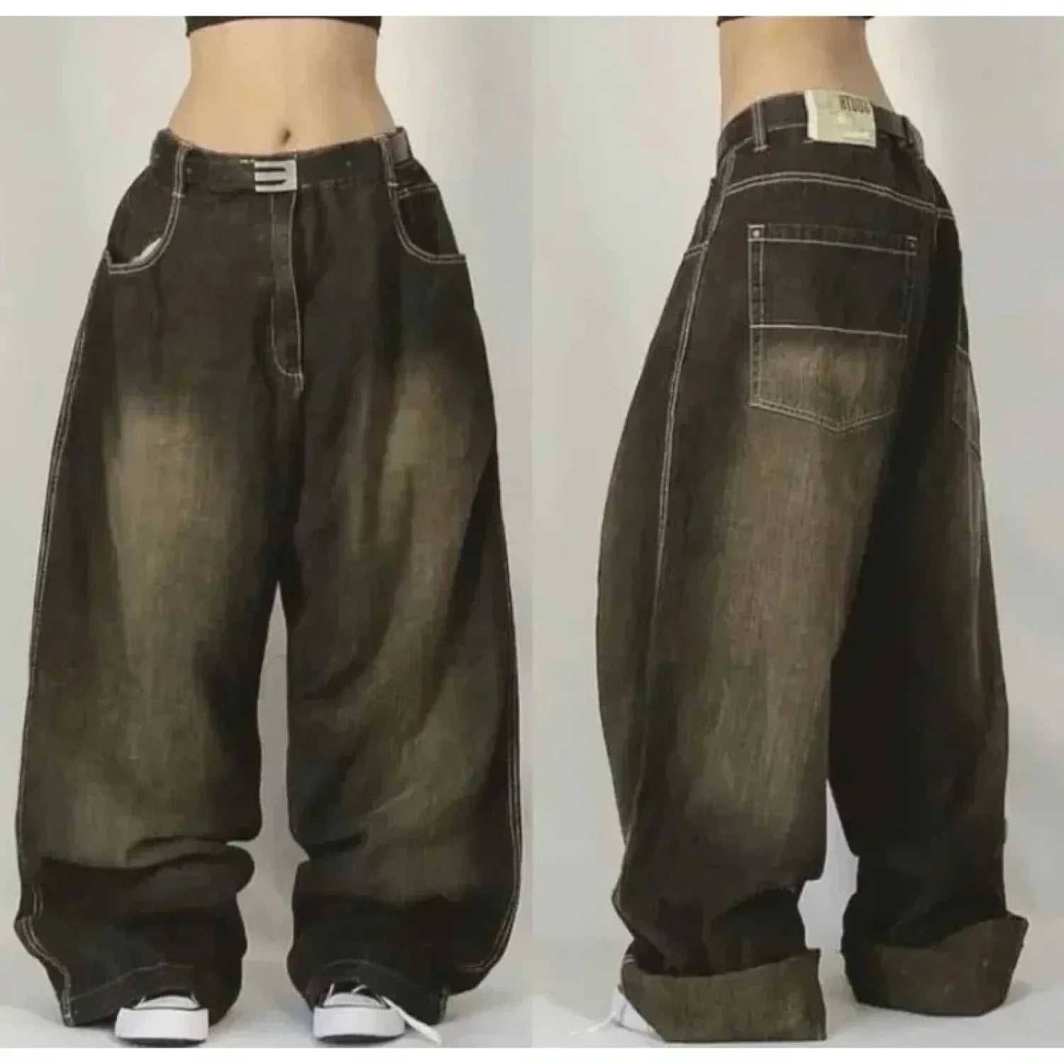 Vintage Washed Baggy Pants for Halloween Style