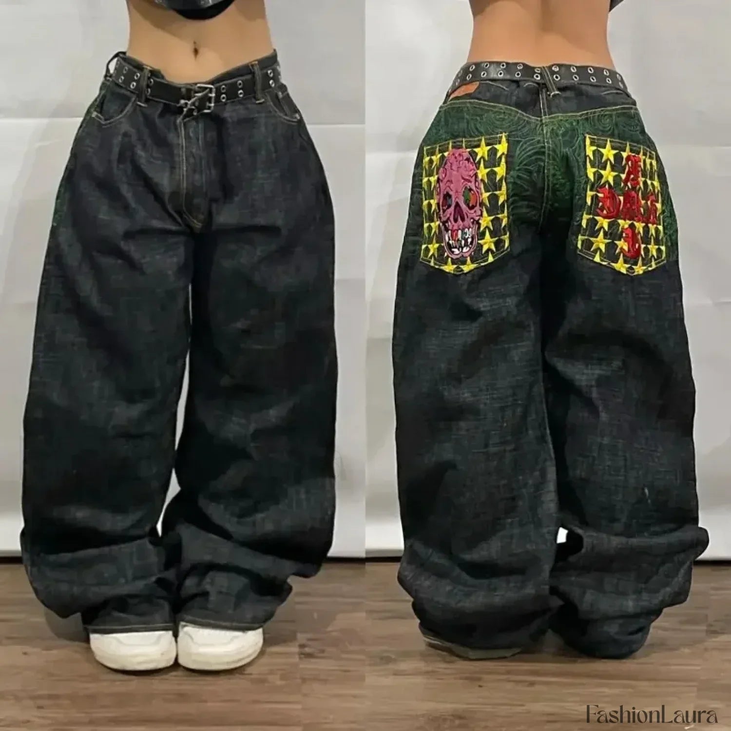Vintage Wide Leg Baggy Jeans for Men: Y2K Hip Hop Street Style