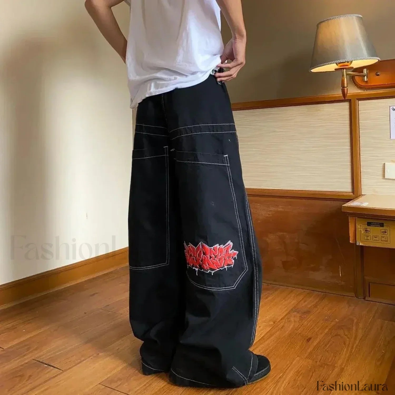 Vintage Wide Leg Baggy Jeans for Men: Y2K Hip Hop Street Style