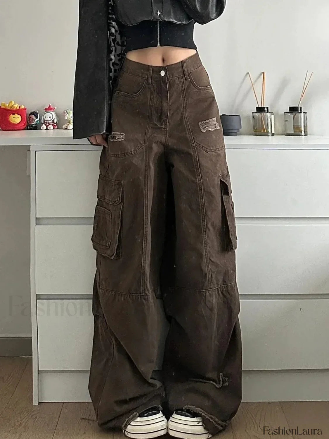 Vintage Wide Leg Trendy Loose Cargo Jeans
