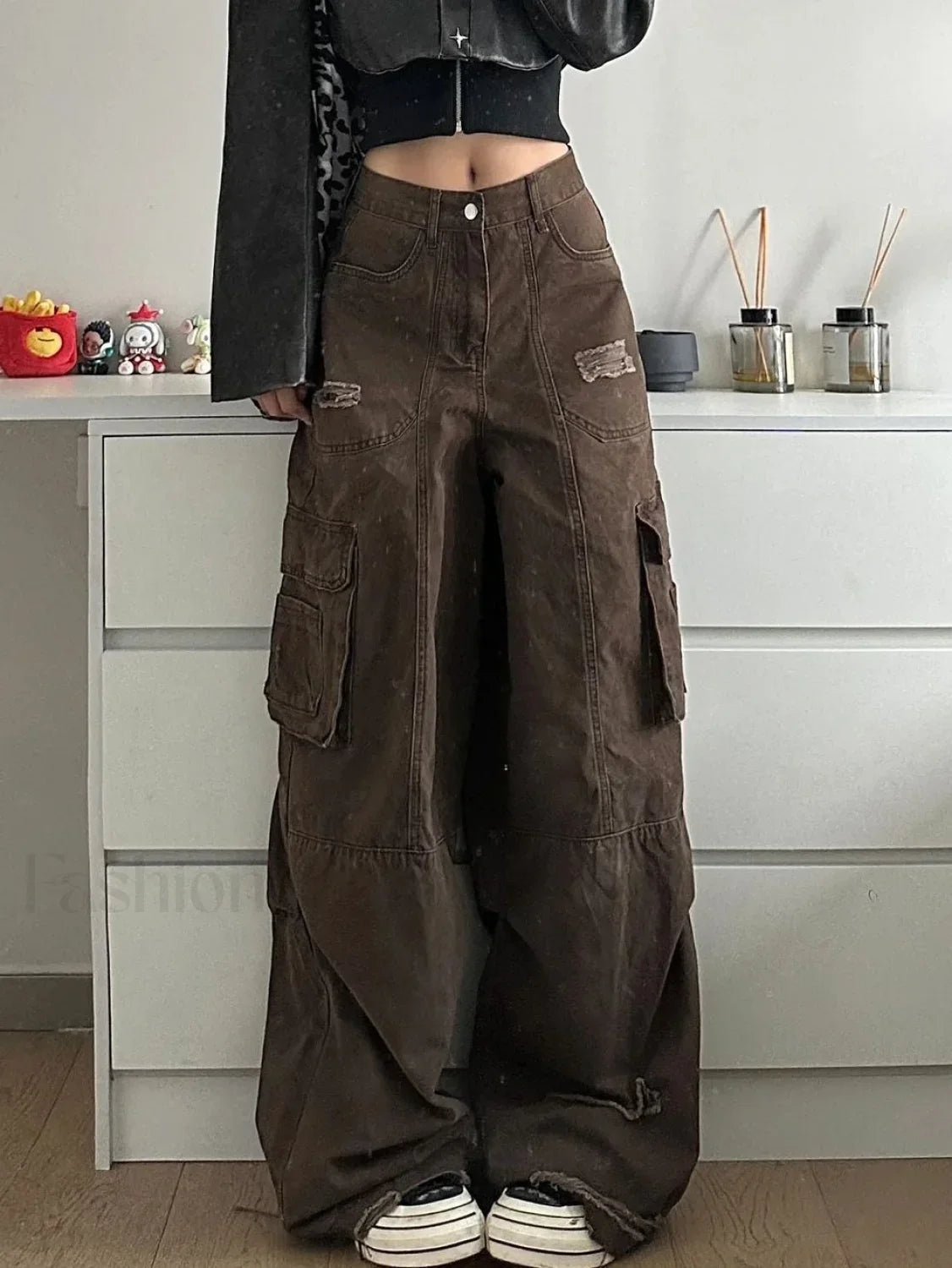 Vintage Wide Leg Trendy Loose Cargo Jeans