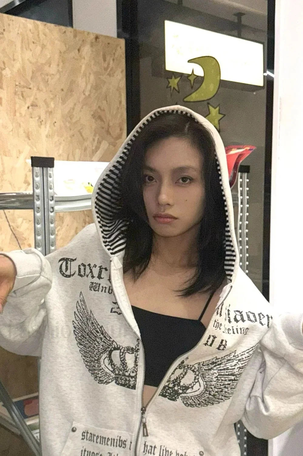 Vintage Y2K Printed Hooded Hoodie