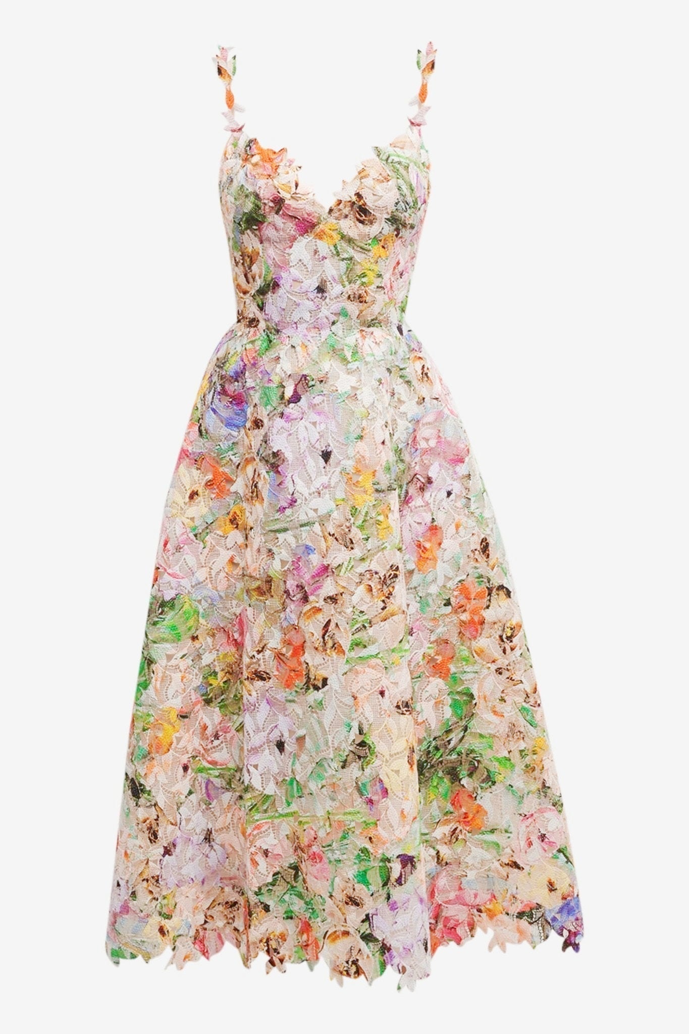 Teodora Timeless Purple Lace Midi Dress with Flower Embroidery Statement Occasion Edit