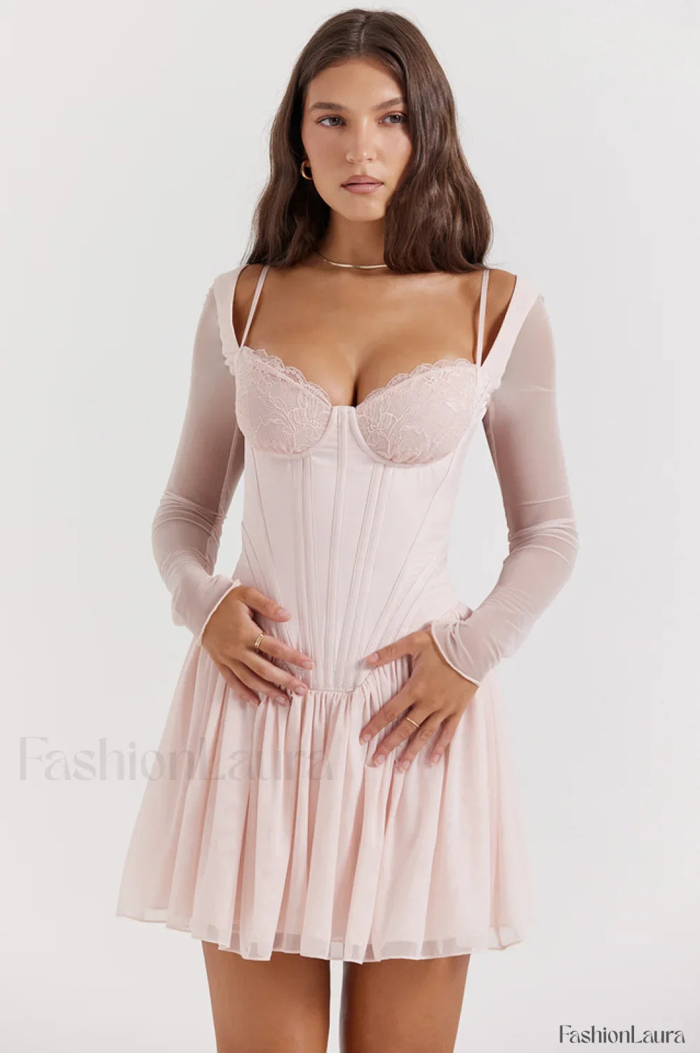 ViVi Soft Peach Charming Corset Mini Dress