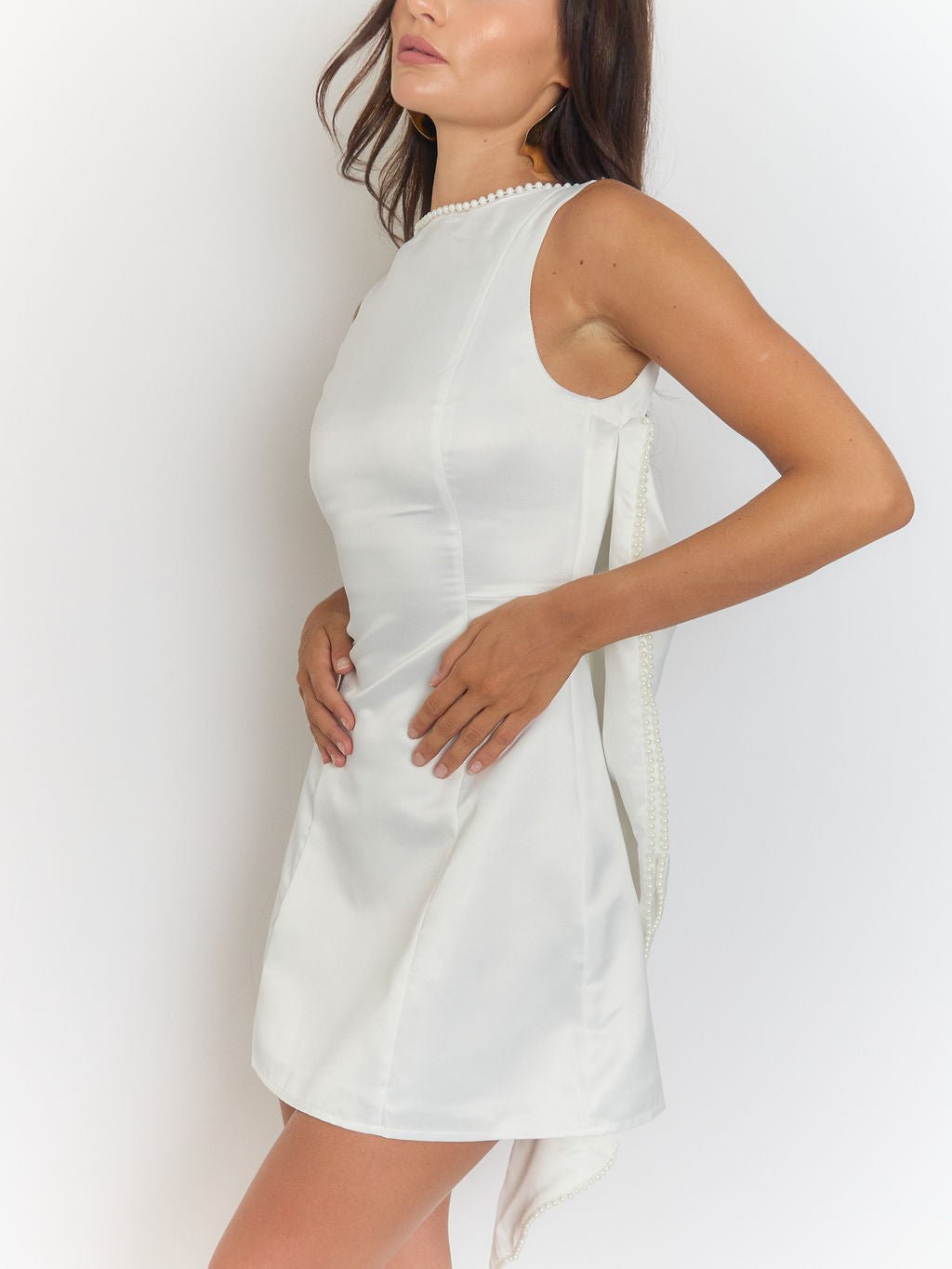 Vivian Pearl Bow Backless Mini Dress
