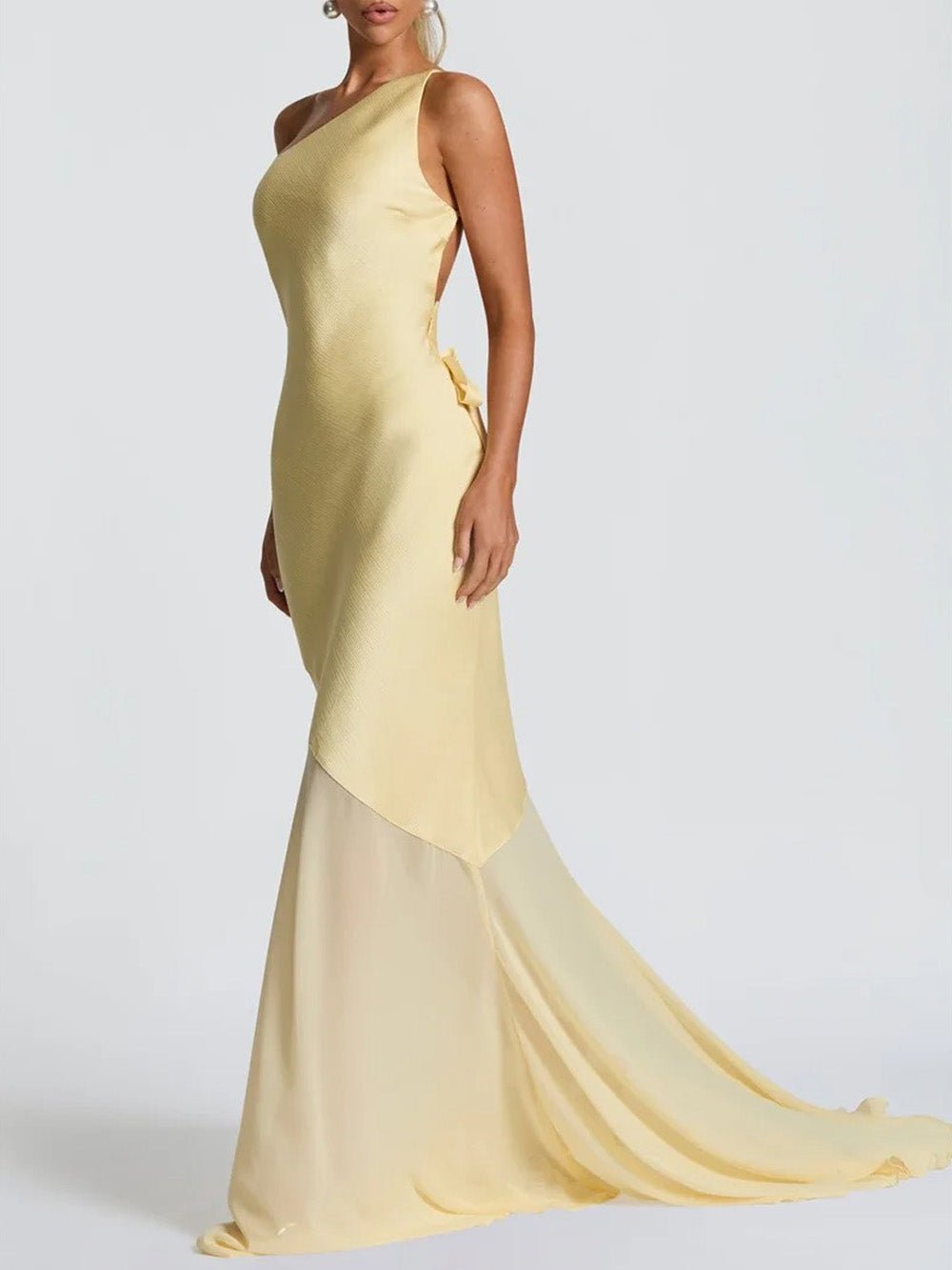 One Shoulder Asymmetric Mermaid Gown