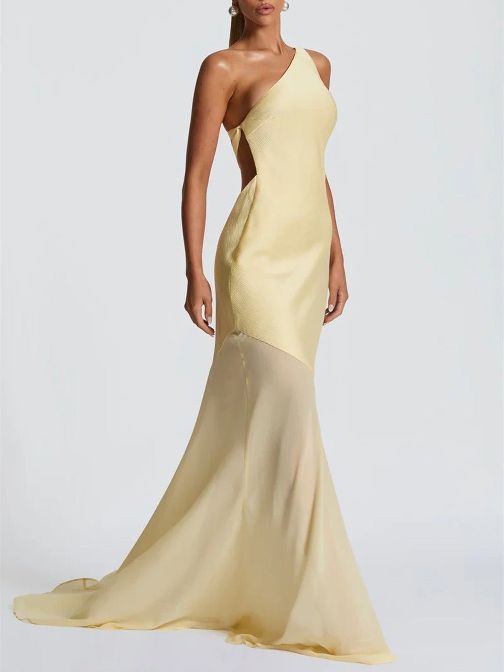 One Shoulder Asymmetric Mermaid Gown
