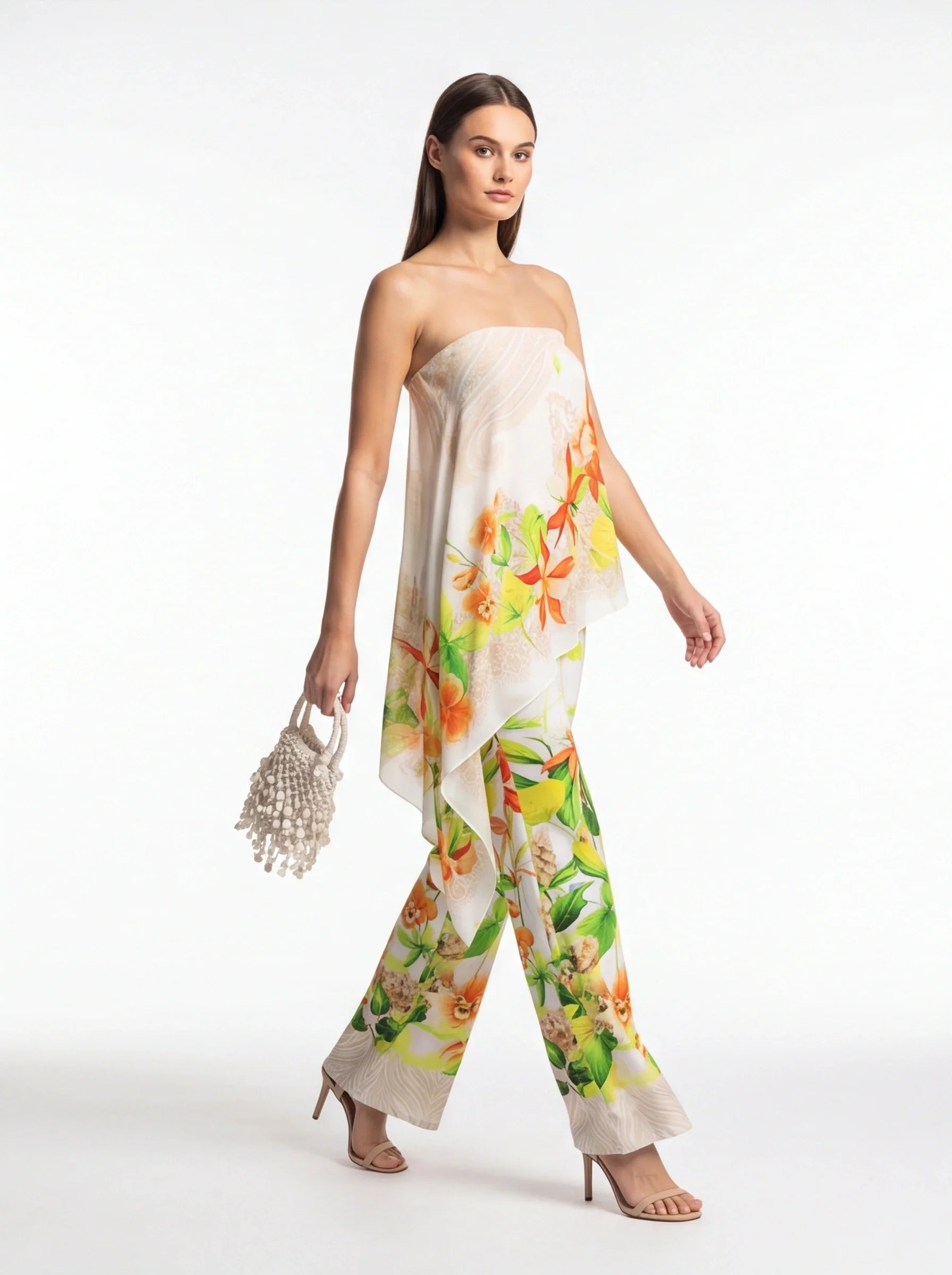 Elegant Tropical Floral Jumpsuit for Women - Lightweight & Comfortable - Jamota