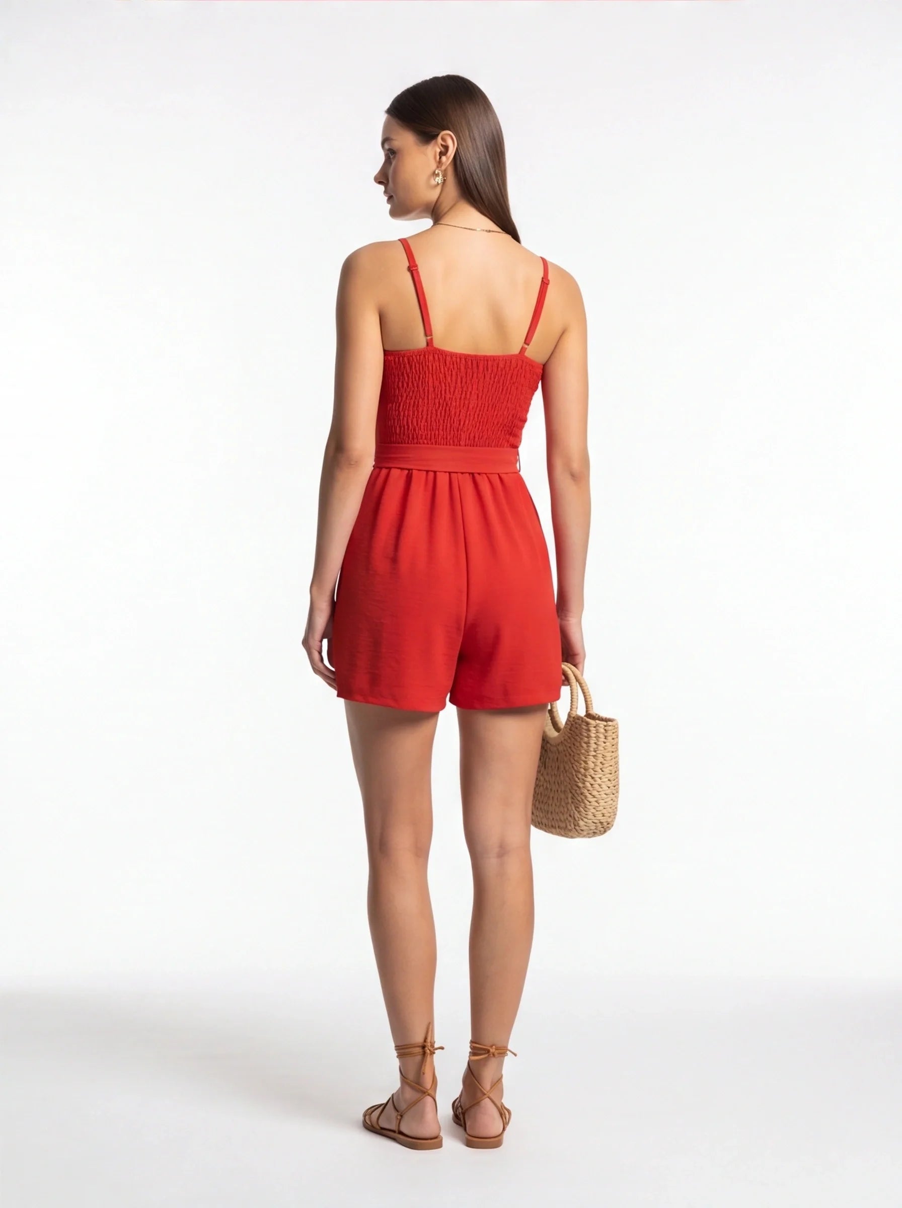 Stylish Casual Summer Romper with Pockets and Adjustable Straps