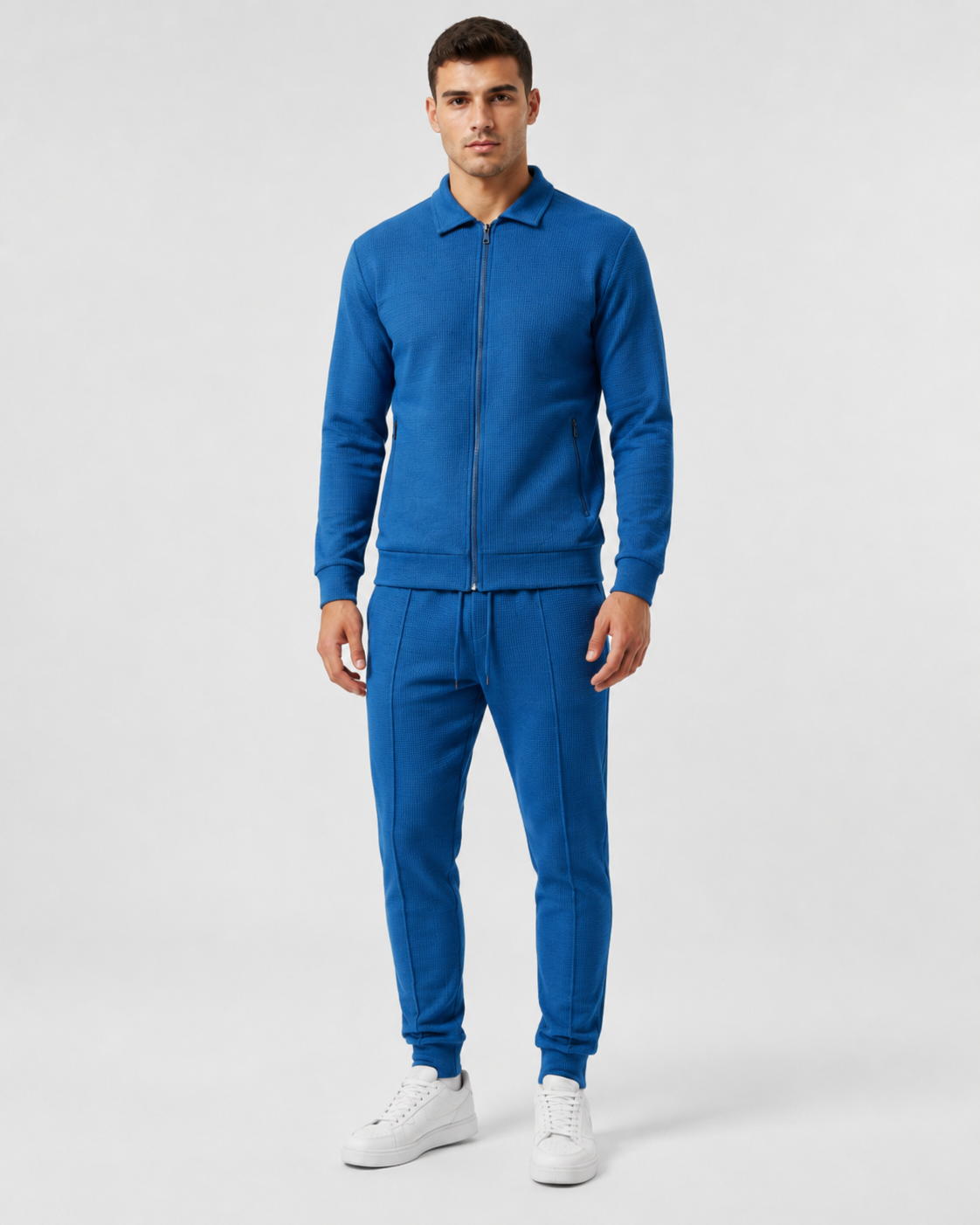 Collared Zip Jacket and Cuffed Joggers Two Piece Set