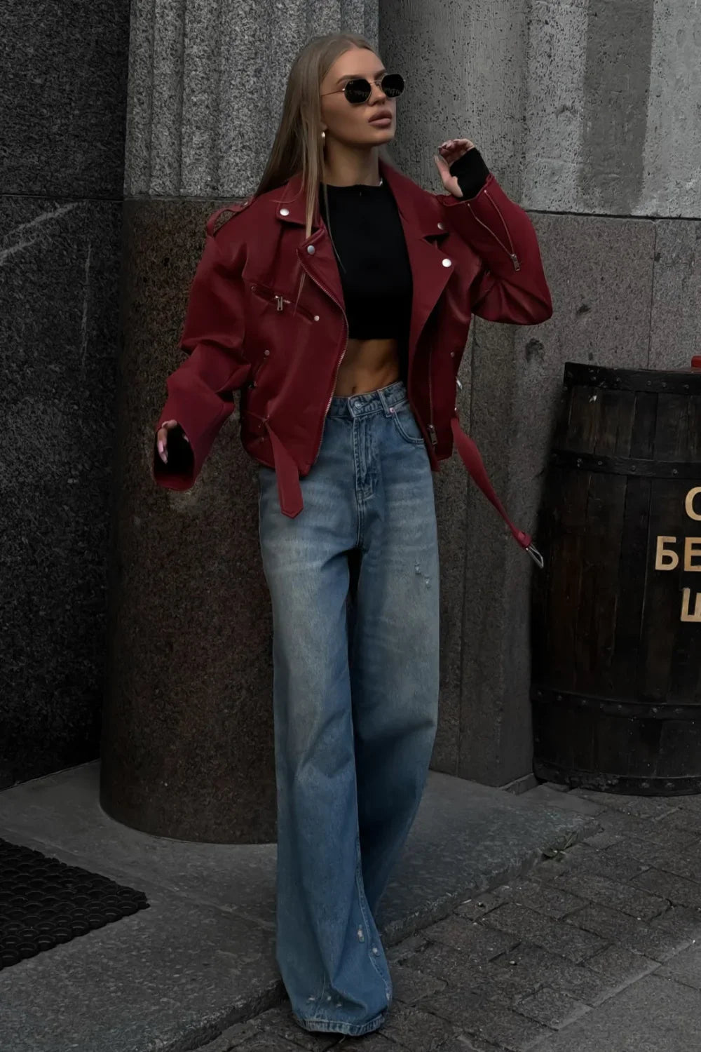 Washed Low Waist Straight Leg Jeans