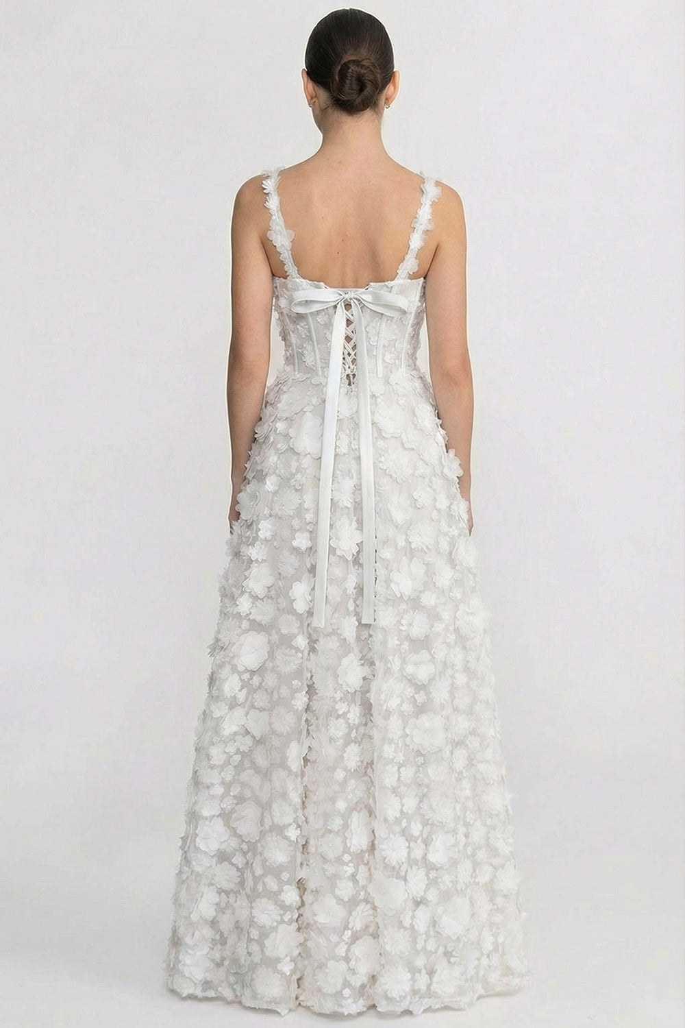 Floral Applique Sweetheart Neck Corset Bodice A-Line Maxi Dress 8