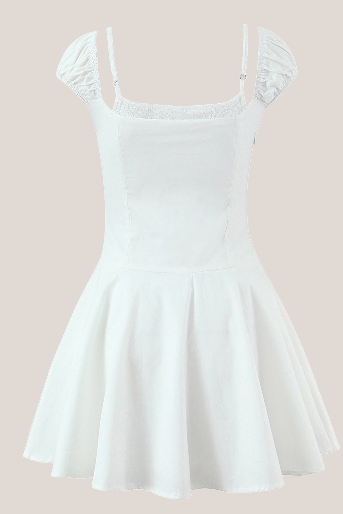 White Cap Sleeves A-Line Cotton Mini Dress
