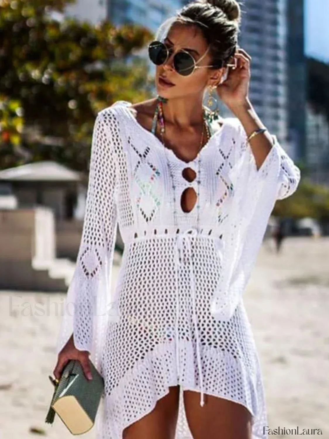 White Crochet Wrap Cover Up