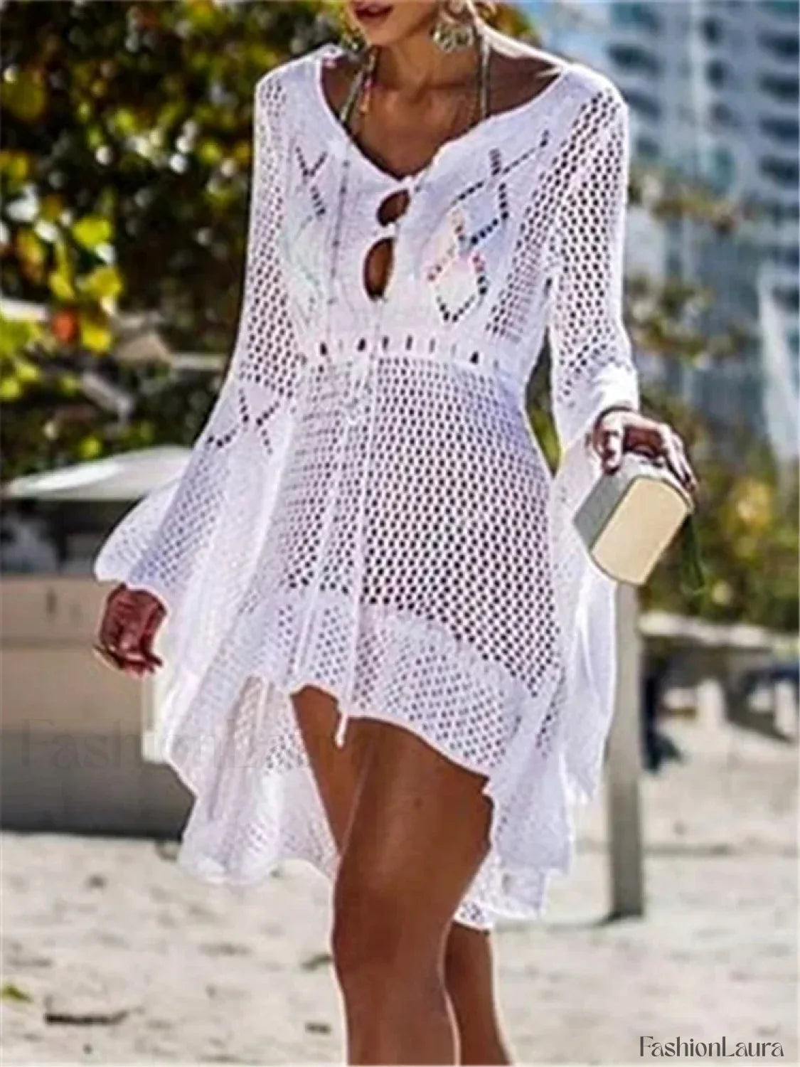 White Crochet Wrap Cover Up