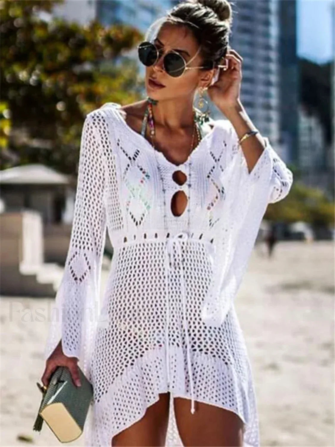 White Crochet Wrap Cover Up