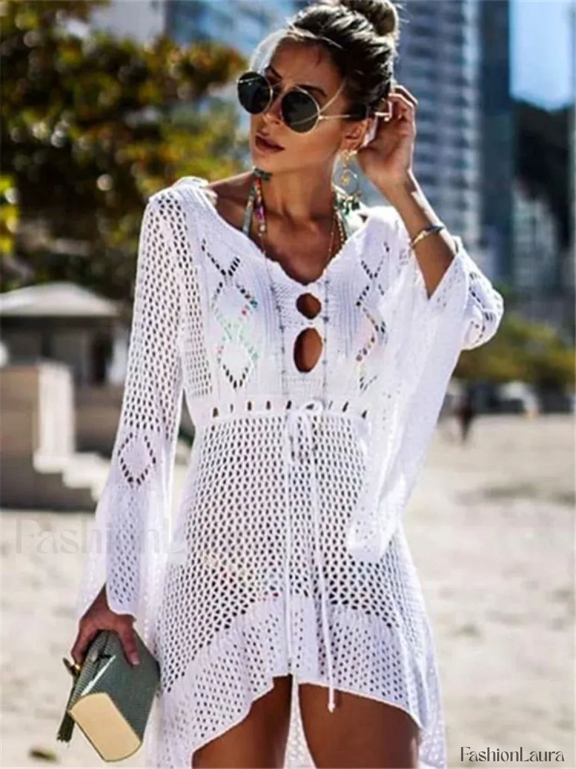 White Crochet Wrap Cover Up
