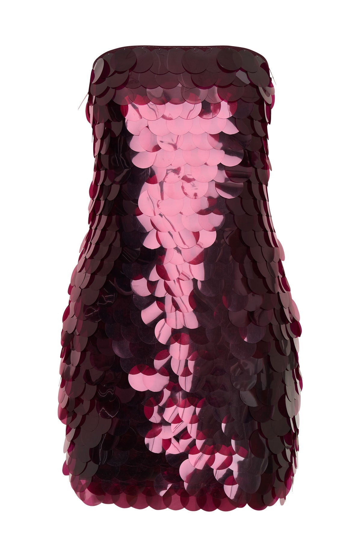 Oversized Paillette Sequin Strapless Scalloped Hem Tube Mini Dress 7