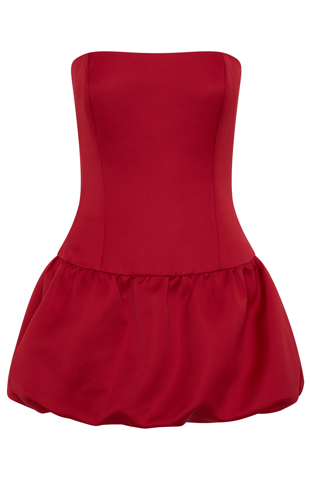 Satin Strapless Drop Waist Bubble Hem Mini Dress 6