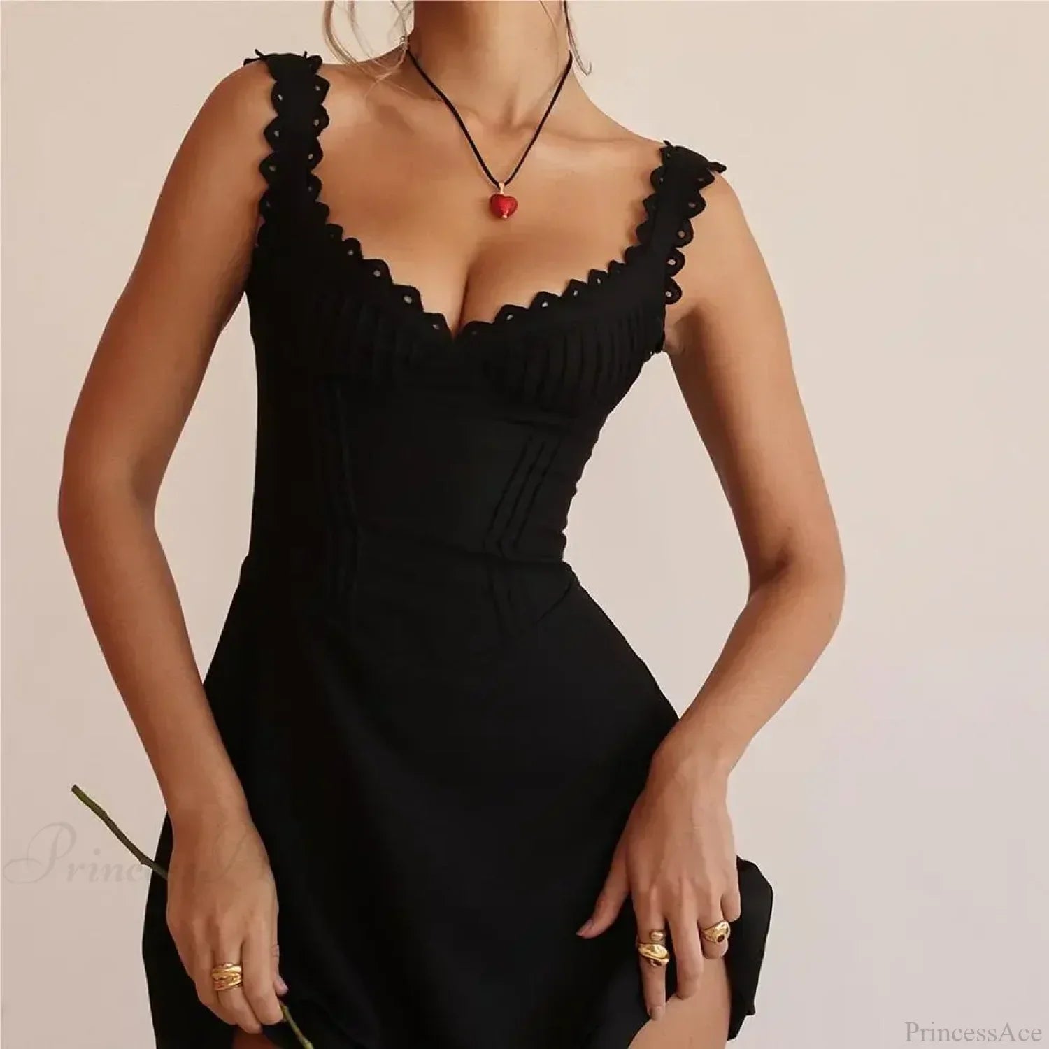 White Knitted Lace Mini Dress - View 2