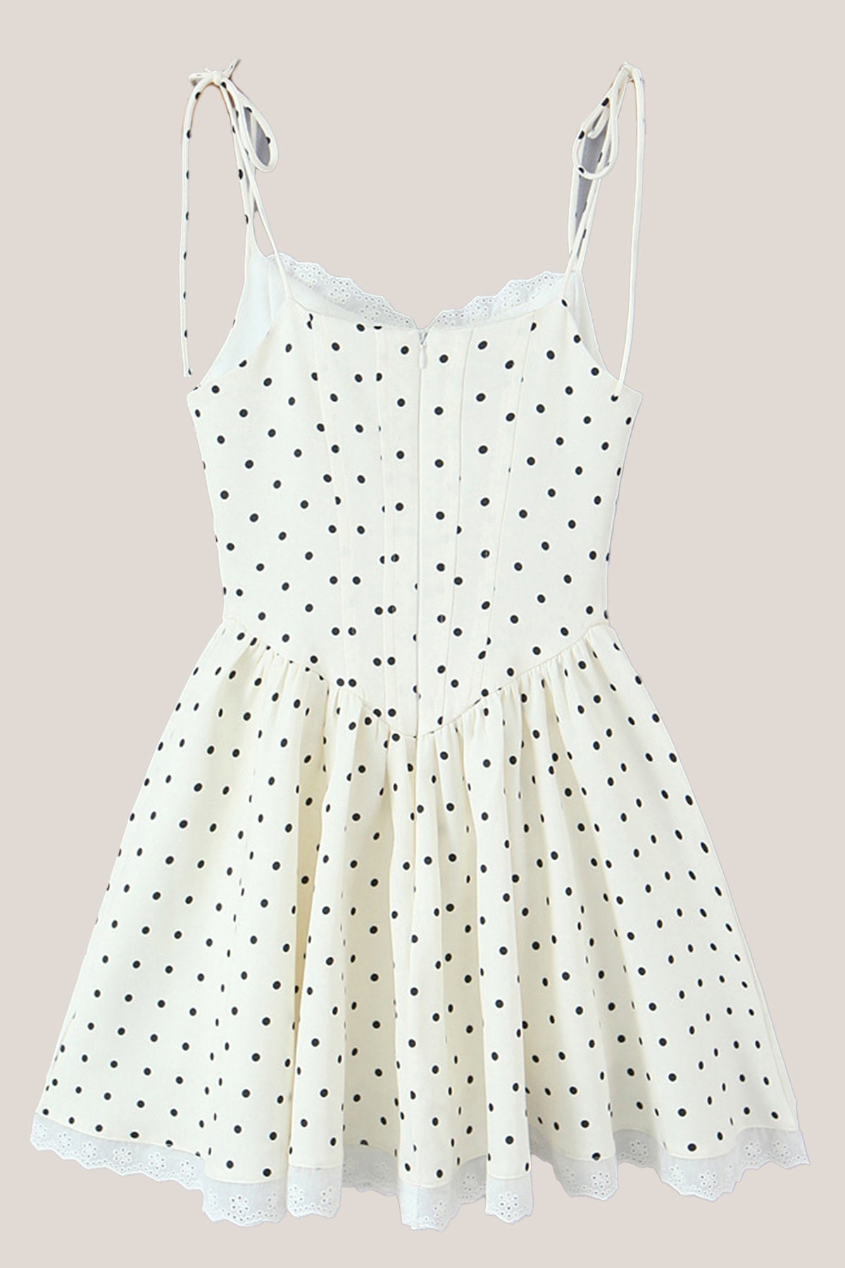 White Polka Dot Cotton A-Line Mini Dress