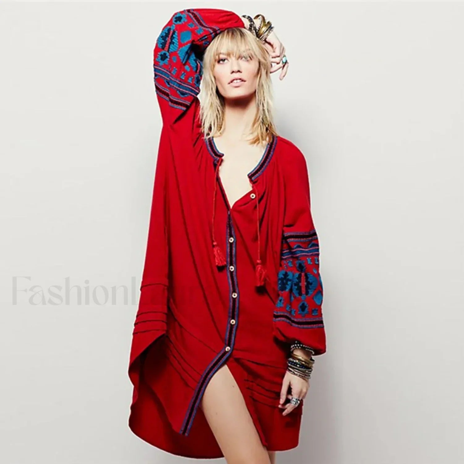 White Puff Sleeve Boho Dress