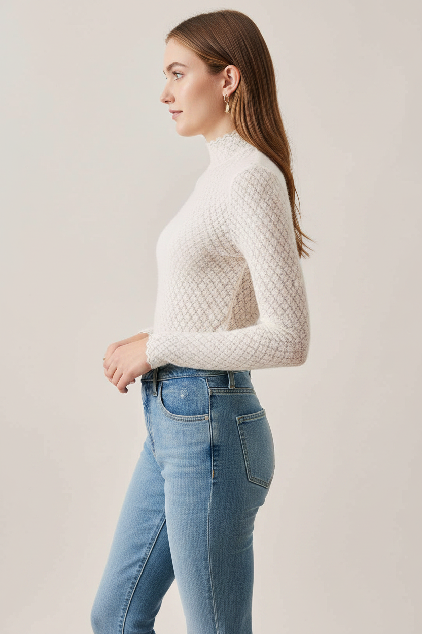 Chic Sheer Lace Blouse for Women with Elegant Detailing & Comfort Fit