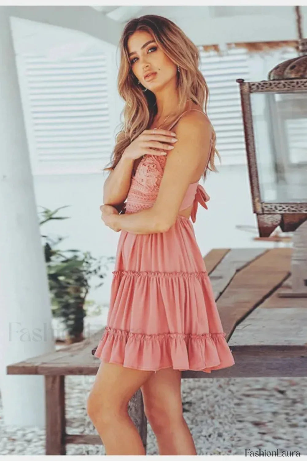 White Spaghetti Strap Mini Boho Dress