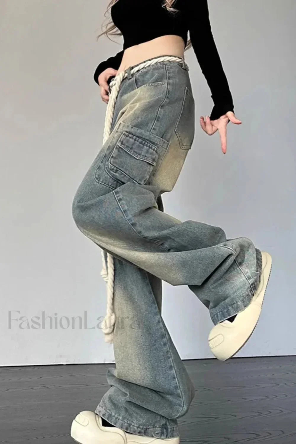 Wide Leg Patchwork Heart Jeans