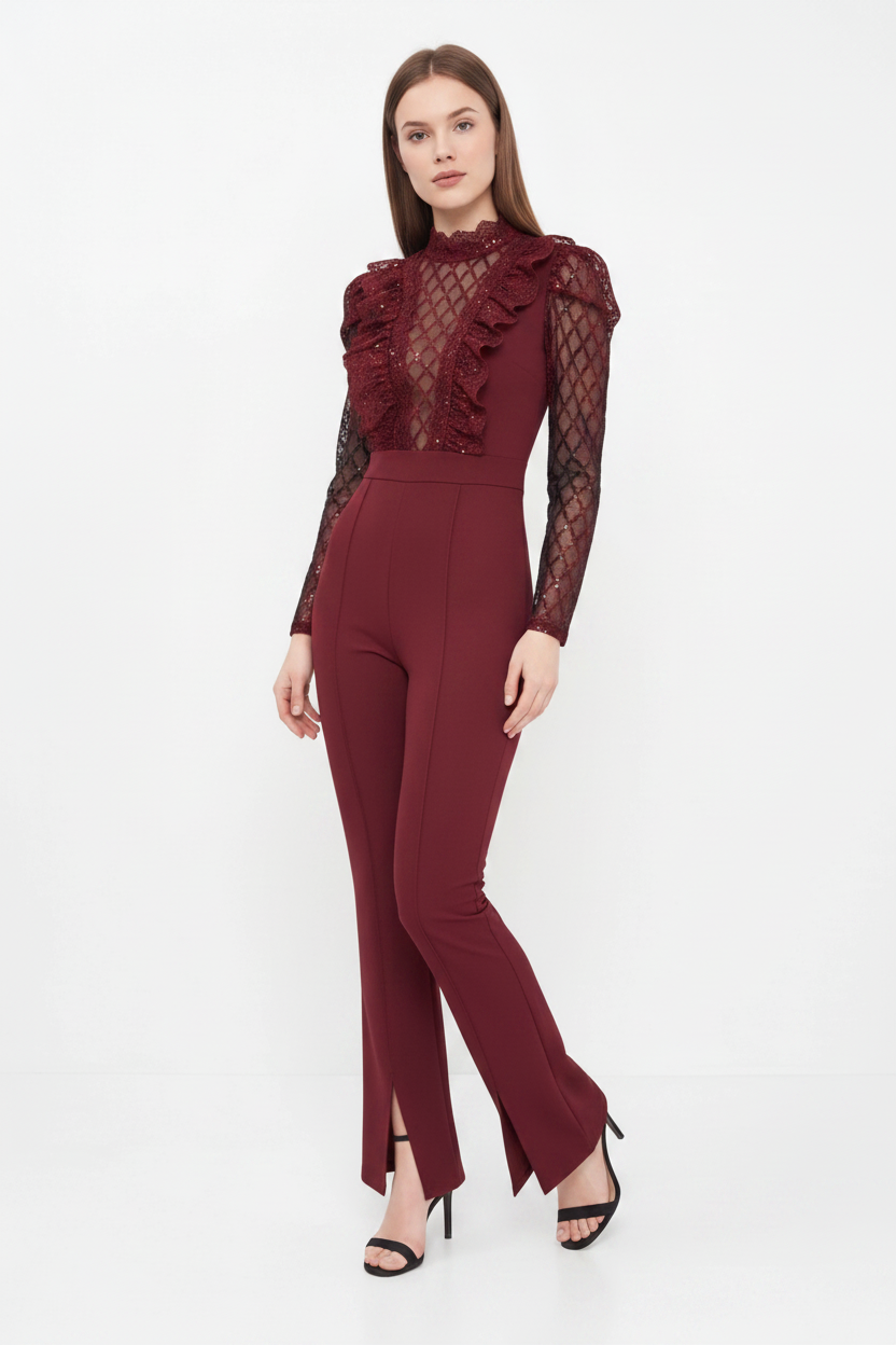 Elegant Chic See-Through Jumpsuit with Flattering Fit and Adjustable S - Jamota
