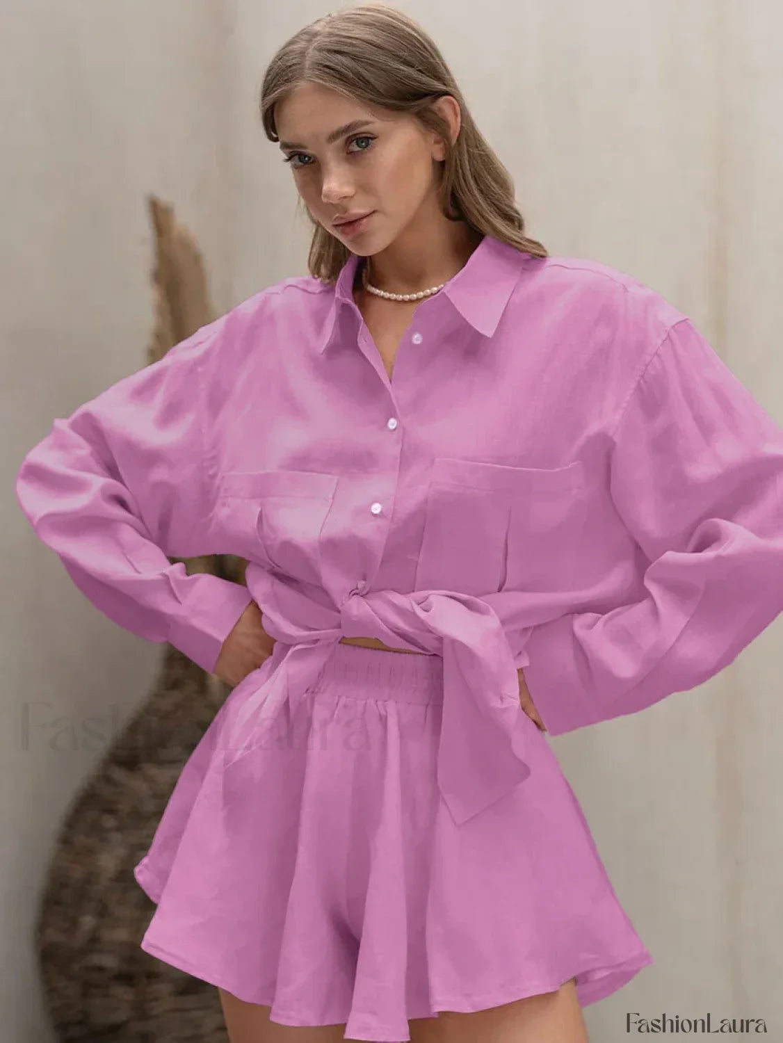 Winter Long Sleeve Shorts Two Piece Set